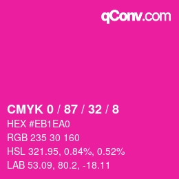 颜色代码: CMYK 0 / 87 / 32 / 8 | qconv.com