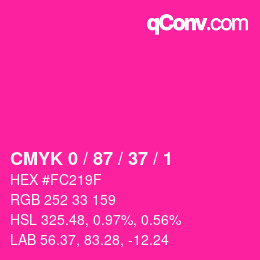 カラーコード: CMYK 0 / 87 / 37 / 1 | qconv.com