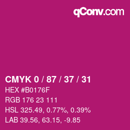 Color code: CMYK 0 / 87 / 37 / 31 | qconv.com