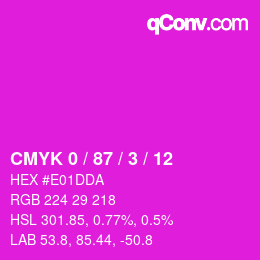 カラーコード: CMYK 0 / 87 / 3 / 12 | qconv.com