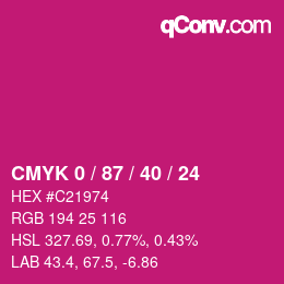 カラーコード: CMYK 0 / 87 / 40 / 24 | qconv.com