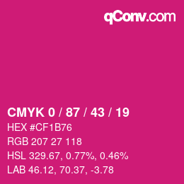 カラーコード: CMYK 0 / 87 / 43 / 19 | qconv.com