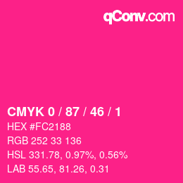 Farbcode: CMYK 0 / 87 / 46 / 1 | qconv.com