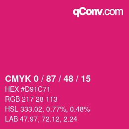 颜色代码: CMYK 0 / 87 / 48 / 15 | qconv.com