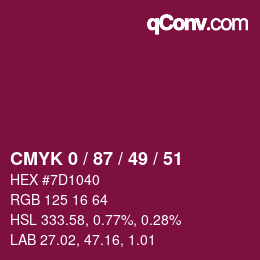 Color code: CMYK 0 / 87 / 49 / 51 | qconv.com