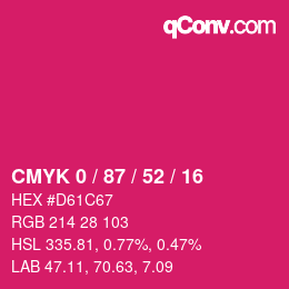 Color code: CMYK 0 / 87 / 52 / 16 | qconv.com
