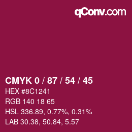 Color code: CMYK 0 / 87 / 54 / 45 | qconv.com