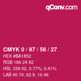 カラーコード: CMYK 0 / 87 / 56 / 27 | qconv.com