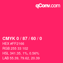 カラーコード: CMYK 0 / 87 / 60 / 0 | qconv.com