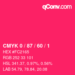 Color code: CMYK 0 / 87 / 60 / 1 | qconv.com
