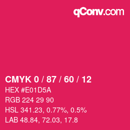 Color code: CMYK 0 / 87 / 60 / 12 | qconv.com