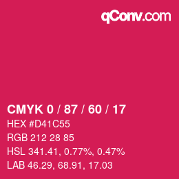 Color code: CMYK 0 / 87 / 60 / 17 | qconv.com