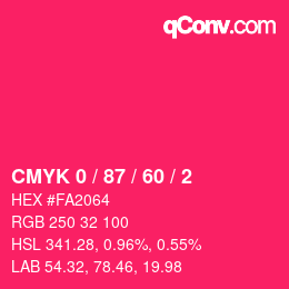 カラーコード: CMYK 0 / 87 / 60 / 2 | qconv.com