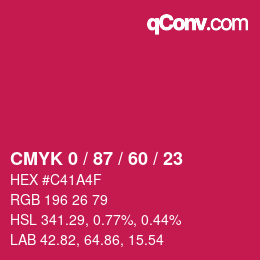 カラーコード: CMYK 0 / 87 / 60 / 23 | qconv.com