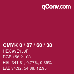 Color code: CMYK 0 / 87 / 60 / 38 | qconv.com