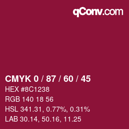 Color code: CMYK 0 / 87 / 60 / 45 | qconv.com