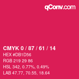 Farbcode: CMYK 0 / 87 / 61 / 14 | qconv.com