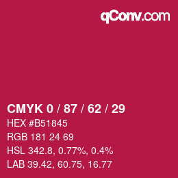 Color code: CMYK 0 / 87 / 62 / 29 | qconv.com