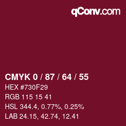 Color code: CMYK 0 / 87 / 64 / 55 | qconv.com