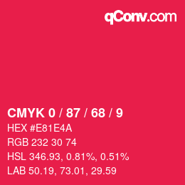 Color code: CMYK 0 / 87 / 68 / 9 | qconv.com
