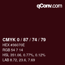 Color code: CMYK 0 / 87 / 74 / 79 | qconv.com