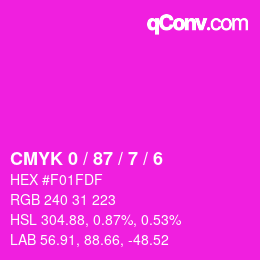 カラーコード: CMYK 0 / 87 / 7 / 6 | qconv.com