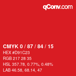 Color code: CMYK 0 / 87 / 84 / 15 | qconv.com
