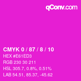 カラーコード: CMYK 0 / 87 / 8 / 10 | qconv.com