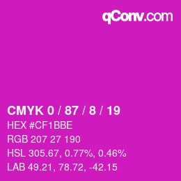 カラーコード: CMYK 0 / 87 / 8 / 19 | qconv.com