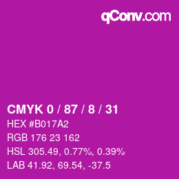Color code: CMYK 0 / 87 / 8 / 31 | qconv.com