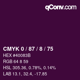 Color code: CMYK 0 / 87 / 8 / 75 | qconv.com