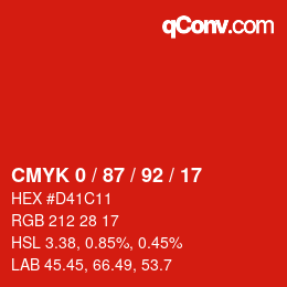 Color code: CMYK 0 / 87 / 92 / 17 | qconv.com