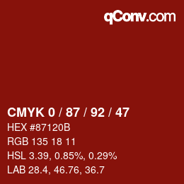 Color code: CMYK 0 / 87 / 92 / 47 | qconv.com