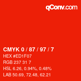 Color code: CMYK 0 / 87 / 97 / 7 | qconv.com