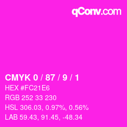 颜色代码: CMYK 0 / 87 / 9 / 1 | qconv.com