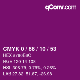Color code: CMYK 0 / 88 / 10 / 53 | qconv.com
