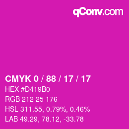 カラーコード: CMYK 0 / 88 / 17 / 17 | qconv.com