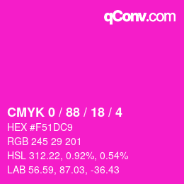 カラーコード: CMYK 0 / 88 / 18 / 4 | qconv.com