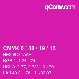 カラーコード: CMYK 0 / 88 / 19 / 16 | qconv.com