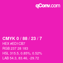 カラーコード: CMYK 0 / 88 / 23 / 7 | qconv.com