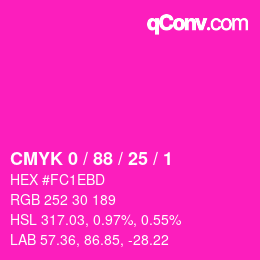 Color code: CMYK 0 / 88 / 25 / 1 | qconv.com