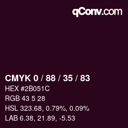 カラーコード: CMYK 0 / 88 / 35 / 83 | qconv.com