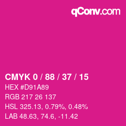 カラーコード: CMYK 0 / 88 / 37 / 15 | qconv.com