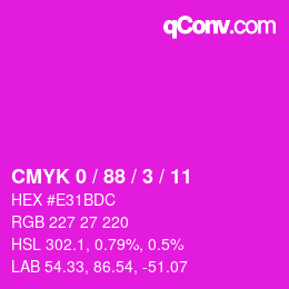 Color code: CMYK 0 / 88 / 3 / 11 | qconv.com