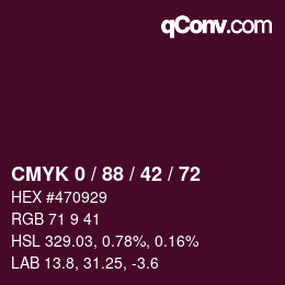 颜色代码: CMYK 0 / 88 / 42 / 72 | qconv.com