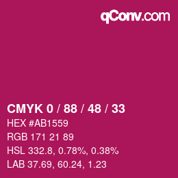 Código de color: CMYK 0 / 88 / 48 / 33 | qconv.com