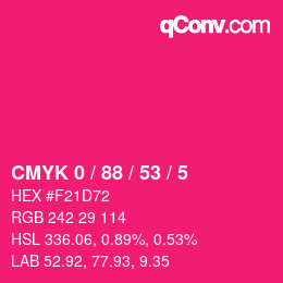 颜色代码: CMYK 0 / 88 / 53 / 5 | qconv.com