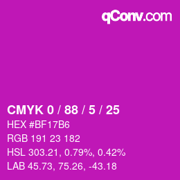 Color code: CMYK 0 / 88 / 5 / 25 | qconv.com