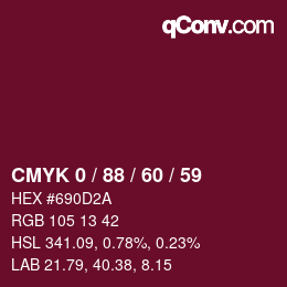 カラーコード: CMYK 0 / 88 / 60 / 59 | qconv.com