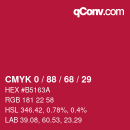 Color code: CMYK 0 / 88 / 68 / 29 | qconv.com